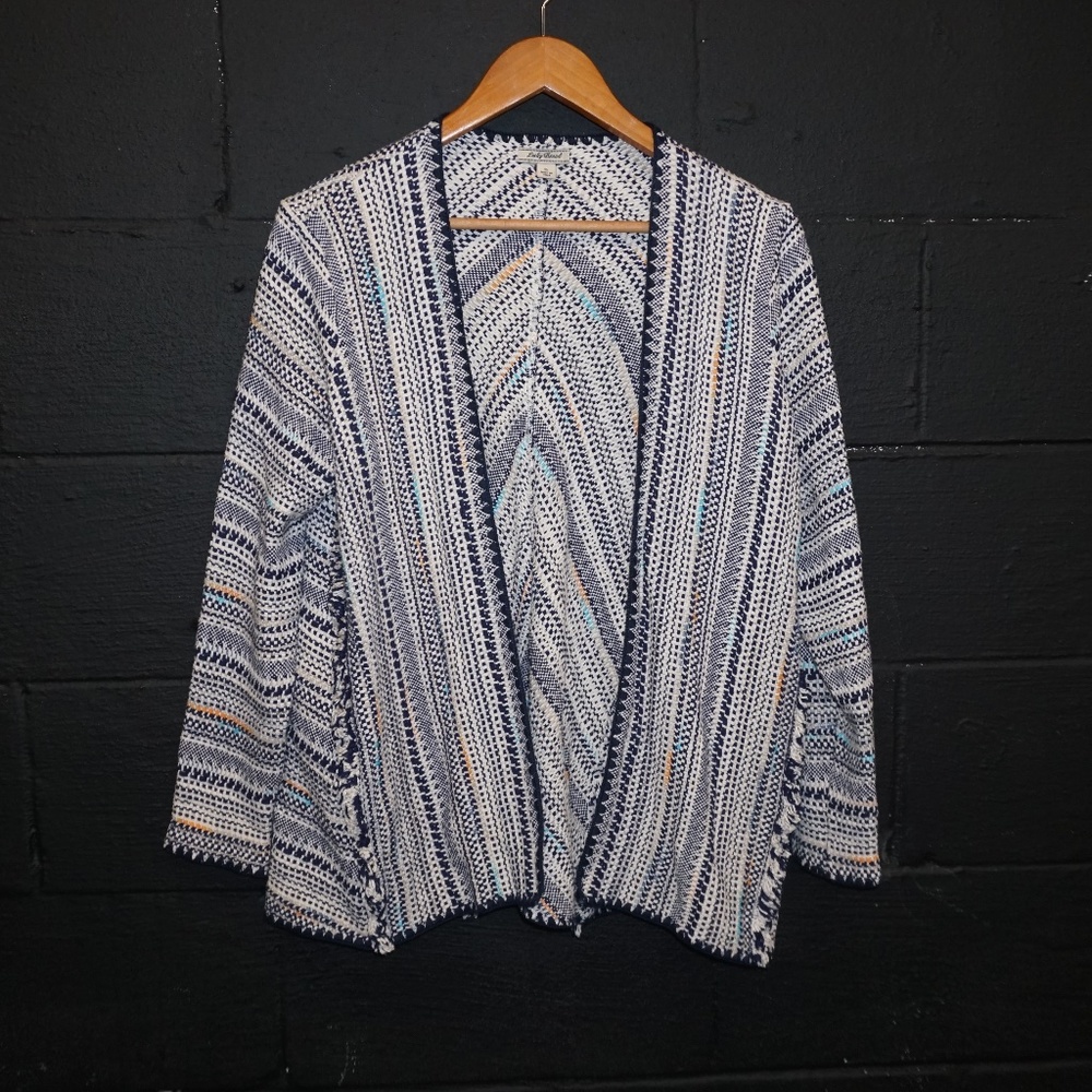 LUCKY BRAND Pottery Cardigan  Boho Woven Fringe